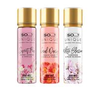 So…? Unique Womens Summer Breeze Bundle Sweet Pea, Coral, White Blossom Body Mist Spray Mixed Fragrance Set 150ml (Pack of 3)