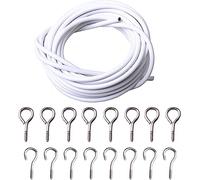 SO USEFUL 2/3 Meter Net Curtain Wire, Hanging Cord Kit with 8 Pairs of Hooks and Eyes for Net Curtain Rods. (3m)