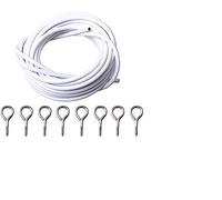So useful 3M CURTAIN WIRE SET WITH 16 HOOK AND EYE FITTINGS WHITE WINDOW NET CORD CABLE