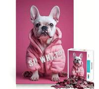 So What？ - Dog in Pink Hoodie Jigsaw Puzzles for Adults 1000 Piece Smart Game Relaxing Fun Pattern Assembly Cherished Gift (38x52cm)