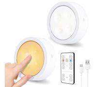 SOAIY 2 x USB-C Rechargeable LED Spotlights with Remote Control, Memory Function and Timer (White)