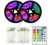 SOAIY 2m RGB LED Strip Lights with Remote - 16 Colors & 4 Dynamic Modes, 4/6/8/24H Timer, Battery-Powered for TV Backlight, Bedroom, Home Decoration (2 Pack)