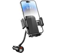 SOAIY 3-In-1 Multifunctional Car Mount + Car Charger + Voltage Detector, Car Mount Charger Holder Cradle w/Dual USB 3.1A Charger, Display Voltage Current for iPhone7 6s 6 5s Samsung S7 S6 S5