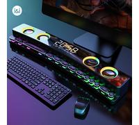 SOAIY SH39 Gaming Speaker bluetooth Soundbar Computer Audio Desktop Home Clock Game Subwoofer 3D Surround Bass 3600mAh AUX FM Loudspeaker