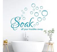 Soak All Your Troubles Away - Wall Quote, Bathroom Wall Art Sticker [Large] [Sky]