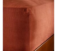 Soak&Sleep Burnt Orange French Linen 40cm Deep Fitted Sheets - Super King