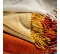 Soak&Sleep Cinnamon Wool Block Colour Check Throw