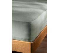 Soak&Sleep Misty Green French Linen 40cm Fitted Sheet in Pale Green | Size: Double Soak&Sleep Pale Green Double