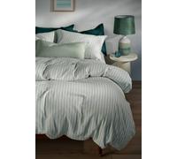 Soak&Sleep Misty Green Herringbone Stripe Cotton Bed Set | Size: Double Soak&Sleep Green Double
