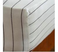 Soak&Sleep White/Blackberry Pinstripe Linen Cotton Blend 30cm Standard Fitted Sheets - Super King