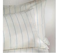 Soak&Sleep White/Blue Pinstripe Linen Cotton Blend Pillowcases - Super King - Pair - Housewife