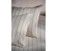 Soak&Sleep White/Burnt Orange Pinstripe Linen/Cotton Housewife Pillowcase Pair in White Soak&Sleep White