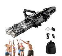 Soak Striker Water Gun, The Soak Striker Gatling Water Gun, Rechargeable Double Barrel Rotating, Led Flash Muzzle, High Power Continuous Firing With Backpack (Black)