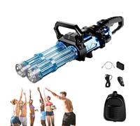 Soak Striker Water Gun, The Soak Striker Gatling Water Gun, Rechargeable Double Barrel Rotating, Led Flash Muzzle, High Power Continuous Firing With Backpack (Blue)