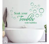 Soak Your Troubles with Bubbles - Wall Quote, Bathroom Wall Art Sticker [Large] [Cactus]