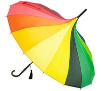 Soake Classic Pagoda Parasol - Rainbow - 16 Panel Umbrella with Crook Handle