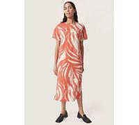 Soaked in Luxury Eva Short Sleeve Crew Neck Midi Dress Hot Coral Wave