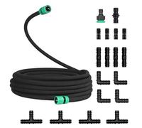 Soaker Hose, 1/2" Drip Hose Set, Porous Rubber Drip Pipe with Connector, Leaky Pipe for Garden Watering Irrigation Systems Planting Lawn Watering (30M/98Ft)