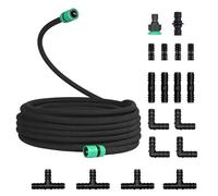 Soaker Hose, 1/2" Drip Hose Set, Porous Rubber Drip Pipe with Connector, Leaky Pipe for Garden Watering Irrigation Systems Planting Lawn Watering (50M/164Ft)