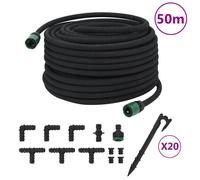 Soaker Hose Black Rubber 50m 1/2in Universal Connector Garden Irrigation Drip HD