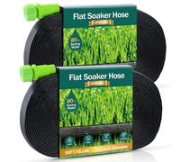 Soaker Hose - Flat Soaker Hose 100 FT for Garden Beds, 2 x 50 FT Garden Soaker Hoses with Heavy Duty, Double Layer Sprinkler Soaker Hoses
