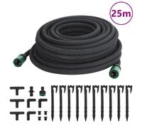 vidaXL Garden Soaker Hose-Drip Irrigation Weeping Pipe-25m Black Rubber with Full Accessory Set for Efficient Watering