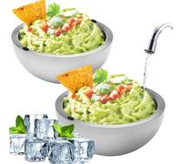 Soaking Cooler Bowl - Large Capacity 1.984.5oz - Iced Out Stainless Steel Serving Bowl - Insulated Dish for Keeping Salsa, Guacamole, Condiments, Sauces, Salad and