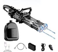 SoakStriker Water Gun, Gatling Water Gun, New Double Barrel Water Guns with Rotating & LED Light, High Power Rechargeable Water Guns with Backpack, Gatling Electric Outdoor Toy for Adults Kids (Black)