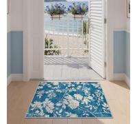 Soalmost Floral Washable Rugs 2x3, Soft Doormat for Entryway Navy Blue | Kitchen Oriental Vintage Throw Area Rug, Low-Pile Non-Slip Small Thin Carpet for Bathroom Laundry Room Bedroom 2'x3'