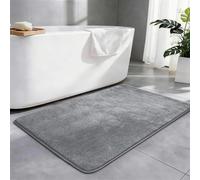 SOANNY Bath Mat 60x90cm, Non Slip Absorbent Bathroom Rug, Grey | Soft Shaggy, Machine Washable, Plush Microfiber Carpet Mat for Sink Area Entryway Kitchen Laundry Bedroom Bedside Door
