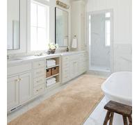 SOANNY Beige Bath Mat, Large Shower & Tub Runner Bathmat Rug, Non-Slip, Machine Washable, Absorbent, Soft Plush Floor Mat for Hallway Kitchen Entryway Laundry Bedside Patio Door, 60 x 120 CM