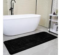 SOANNY Black Bath Mat Only, Non-Slip Soft Microfiber Machine Washable Bathroom Carpet Water Absorbent, High Density Large Fluffy Bathtub Shower Runner Rugs for Door Entrance, Kitchen, 60x150 cm
