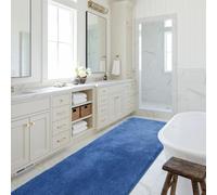 SOANNY Blue Bath Mat, Large Shower & Tub Runner Bathmat Rug, Non-Slip, Machine Washable, Absorbent, Soft Plush Floor Mat for Hallway Kitchen Entryway Laundry Bedside Patio Door, 60 x 120 CM
