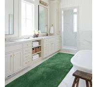 SOANNY Dark Green Bath Mat, Large Shaggy Shower & Tub Runner Rug, Non-Slip, Machine Washable, Absorbent, Soft Plush Floor Mat for Hallway, Kitchen, Entryway, Laundry, Bedside, Patio Door, 60 x 120 CM