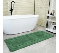 SOANNY Dark Green Bath Mat Single, Non-Slip Soft Microfiber Machine Washable Bathroom Carpet Water Absorbent, High Density Large Fluffy Bathtub Decor Runner Rugs for Door Entrance, Kitchen, 60x150 cm