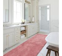 SOANNY Pink Bath Mat, Large Shower & Tub Runner Bathmat Rug, Non-Slip, Machine Washable, Absorbent, Soft Plush Floor Mat for Hallway Kitchen Entryway Laundry Bedside Patio Door, 60 x 120 CM