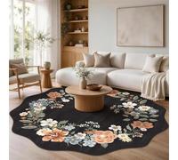 SOANNY Round Rug Living Room, Soft Washable Non Slip, Midnight Black, 160cm