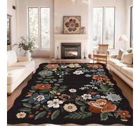 SOANNY Rug Living Room, Soft Washable Non Slip, Midnight Black, 140x200cm
