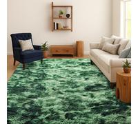 SOANNY Rugs Living Room, Soft Fluffy Tie-Dye Carpet Dark Green, 200x230cm | Machine Washable, Non Slip, Area Mat, Bedroom Dorm Office Lounge Playroom Nursery Bedside Sofa Kids Room Home Decor Entryway