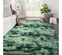 SOANNY Rugs Living Room, Soft Fluffy Tie-Dye Carpet Dark Green, 90x150cm