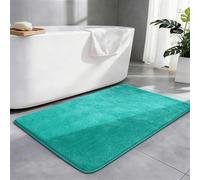 SOANNY Single Bath Mat 60 x 90 cm, Non-Slip, Absorbent, Machine Washable, Soft Shaggy Bathroom Rug, Carpet for Sink Area, Hallway, Kitchen, Entryway, Laundry, Bedside or Patio Door, Turquoise
