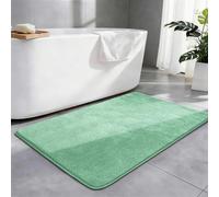 SOANNY Single Bath Mat 60 x 90 cm, Non-Slip, Absorbent, Machine Washable, Soft Shaggy Bathroom Rug, Carpet for Sink Area, Hallway, Kitchen, Entryway, Laundry, Bedside or Patio Door, Light Green