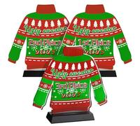 Soaoo 3 Pieces Ugly Christmas Sweater Trophy 6.7 Inch Acrylic Christmas Sweater Party Trophy Award 1st 2nd and 3rd Place Trophy Funny Trophy for Adults