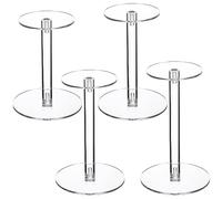 Soaoo 4 Round Acrylic Display Stands Small Clear Short Hat Stand Acrylic Display Risers Plastic Clear Pedestal Set for Jewelry Watch Plant Cake
