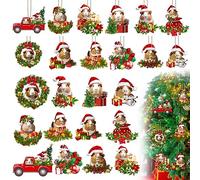 Soaoo 48 Pieces Christmas Cute Guinea Pig Ornaments for Tree Outdoor Hanging Christmas Ornaments Xmas Decor Tree Hanging Wooden Holiday Decoration