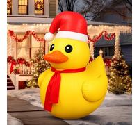 Soaoo 4ft PVC Christmas Giant Inflatable Duck Xmas Large Blow up Huge Rubber Inflatable Duck Christmas Pool Floats for Xmas Holiday Indoor Outdoor Pool Decorations