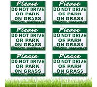 Soaoo 6 Pcs Please Do Not Drive or Park on Grass Yard Sign 8 x 12 Inch Waterproof Double Sided No Parking Keep off Grass Sign with Metal Wire H Stakes for Yard Stay off