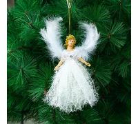 Soaoo 6 Piece Christmas Angel Hanging Gift Ornaments Christmas Victorian Fluffy Wing Long Skirt Angel Doll Pendant Xmas Tree Decoration Gift for Crafts Home Decor Room Decoration