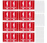 Soaoo 8 Sets 3D Fire Extinguisher Projecting Sign Acrylic Angle Rigid Arrow Down Fire Extinguisher Sign with Pre Drilled Mounting Hole, Screw with Washer Double Sided Tape for Indoor Outdoor Wall