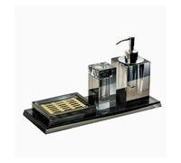 Soap And Toothbrush Holder Sets Crystal Glass Bathroom Accessories Set High End Shampoo Bottle Cotton Swab Jar Storage Tray Hotels Bathroom Decor(U-4 Pcs Set)